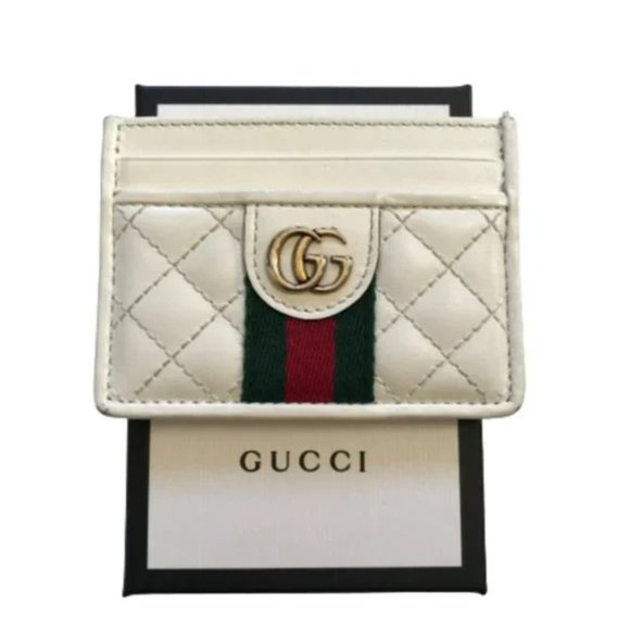 Gucci White Quilted Card Holder - Picture 1 of 9
